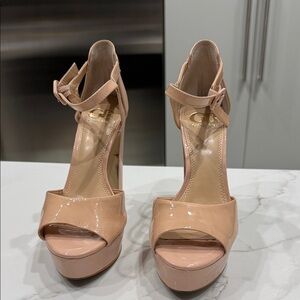 Elegant Nude Patent Leather Heels